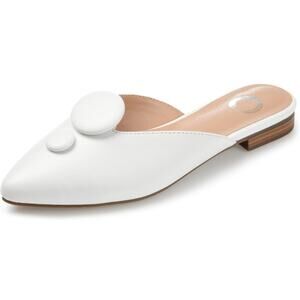 Journee Collection Women Mallorie Slip On Pointed Mule Flats Size US 9.5M White